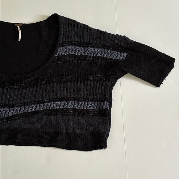 Free People Wool Blend Sweater Waffle Open Knit Crop Pullover Scoop Neck - Picture 5 of 11